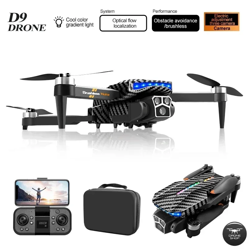 

2024 New D9 Drone Gradient Flow Light Brushless Obstacle Avoidance Remote Control Aircraft Optical Current Electrically Dron Toy