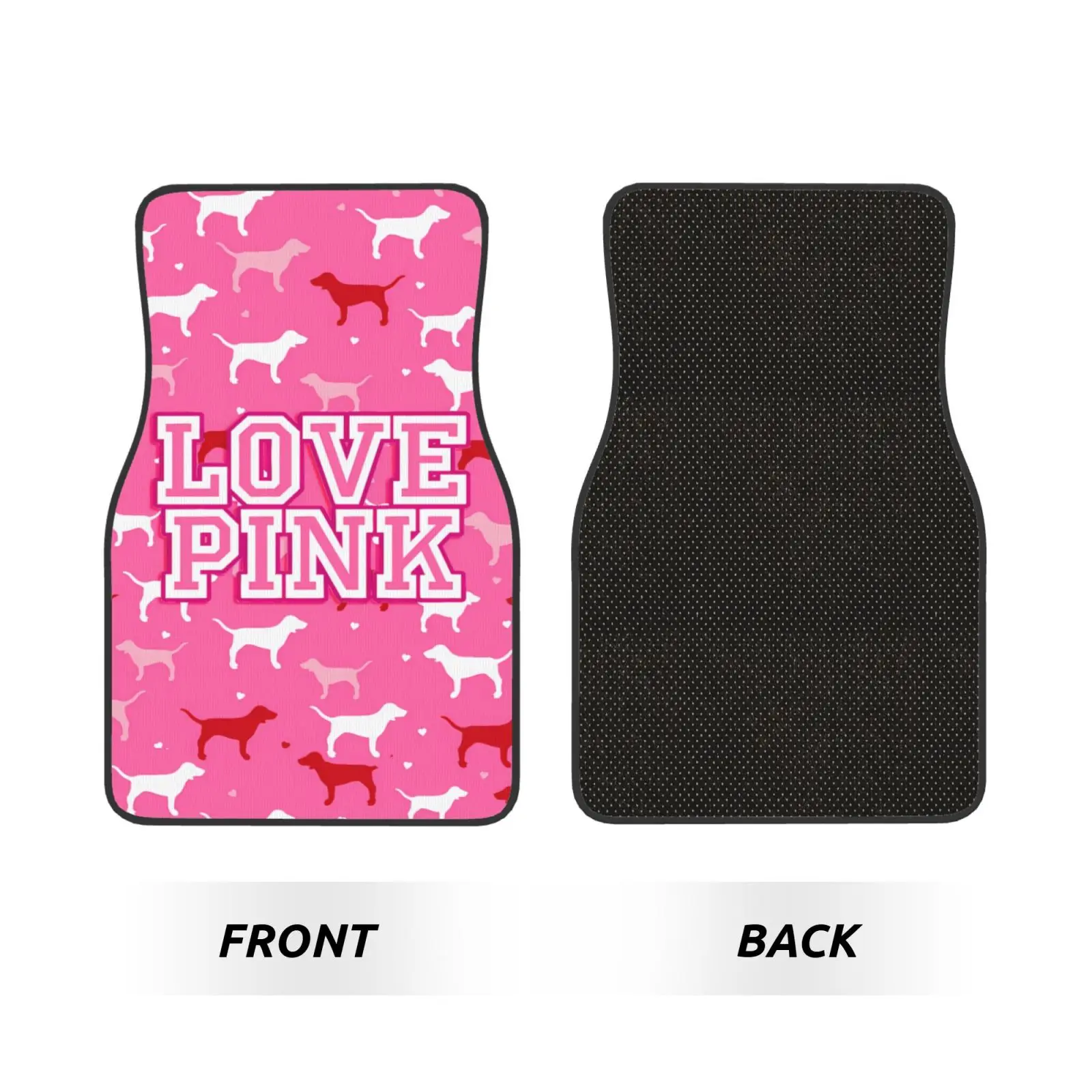 Love Pink Dog Heart Pattern Series Print Car Carpet Four Season Vehicle Carpet Durable Non Slip Full Coverage Mats Easy To Clean view 2