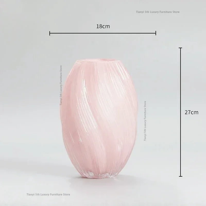 Pink Marshmallow Vase Figurines Glass Living Room Desktop Hydroponics Miniatures Advanced Fashion Home Decor Crafts Estatua FYFM