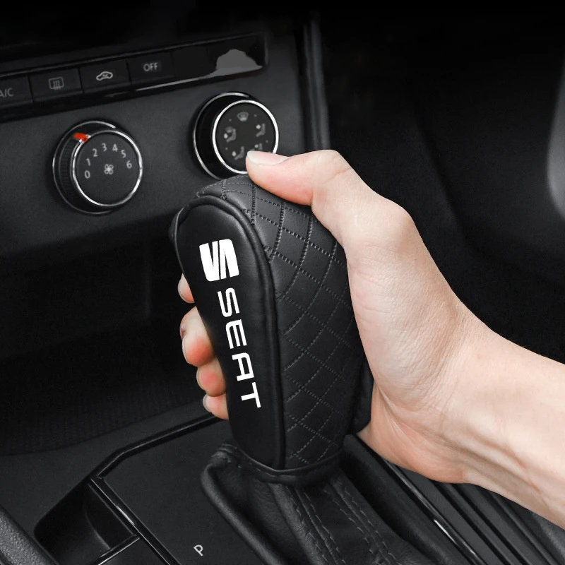 New Leather Car Gear Shift Knob Covers Non-Slip Handle Cover For Seat Leon 5F Mk3 Ibiza Tarraco Arona Ateca Alhambra Accessories - view 4