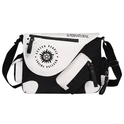 Supernatural Evil SPN Canvas Casual Zipper Shoulder Bag Crossbody zaini donna uomo Messenger Bag