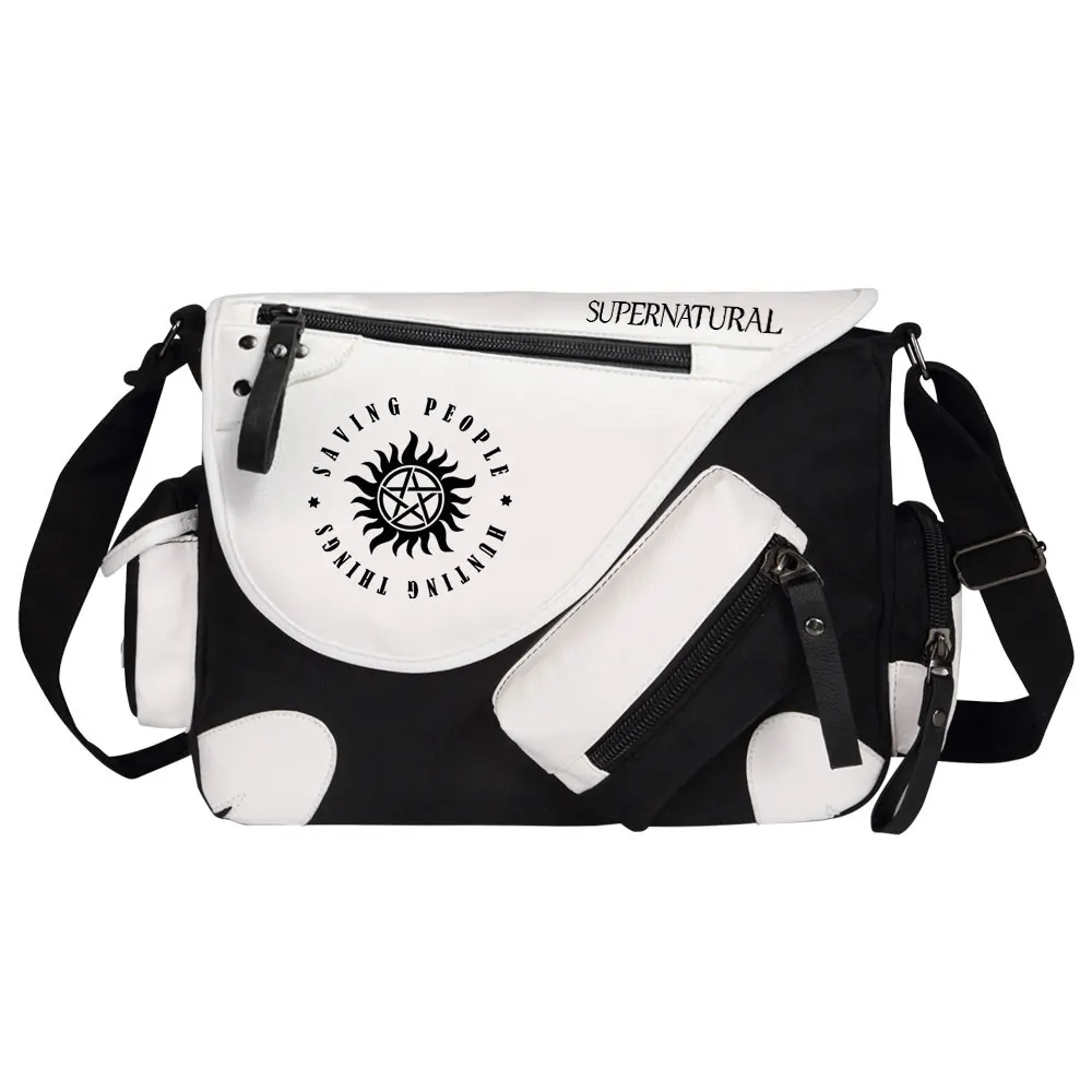 Supernatural Evil SPN Canvas Casual Zipper Shoulder Bag Crossbody Schoolbags Women Men Messenger Bag