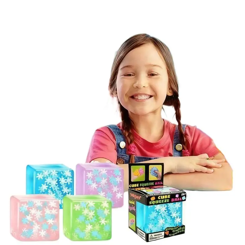 1 pz rimbalzo lento palla antistress decompressione giocattolo agitarsi fiocchi di neve luminosi cubo giocattoli antistress per adulti
