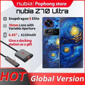 Original Global Version Nubia Z70 Ultra Snapdragon 8 Elite 6150mAh เต็มหน้าจอภายใต้จอแสดงผล Camera35mm 80w IP68 และ 69
