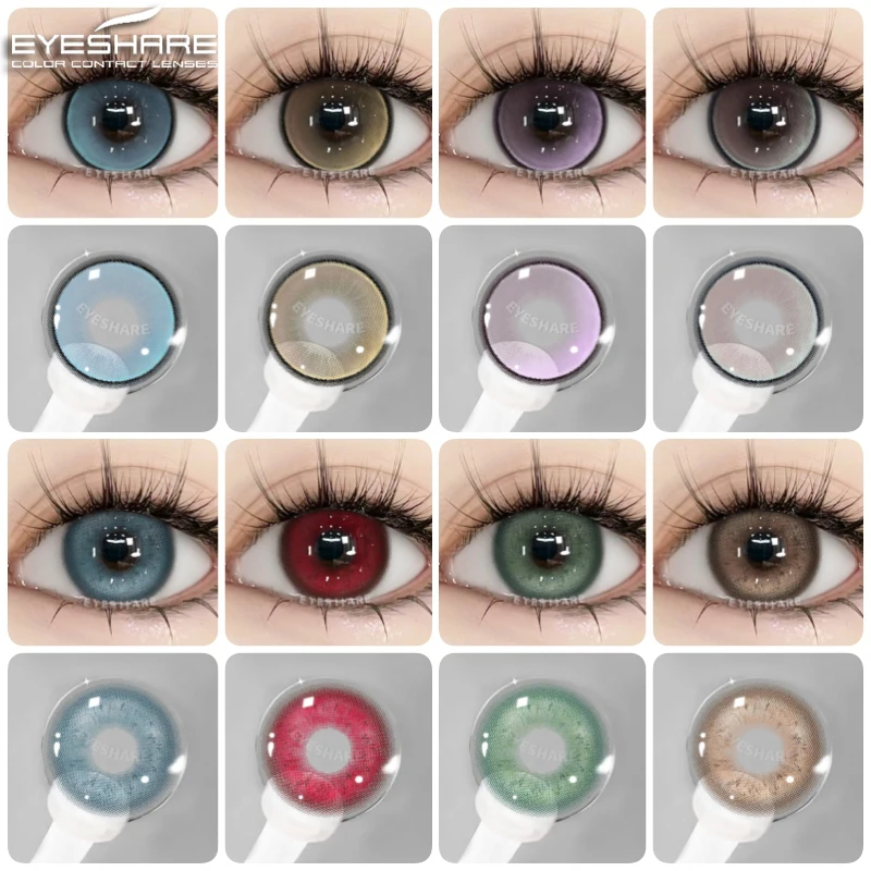 EYESHARE 1 Paar/2 Stück farbige Kontaktlinsen für Augen, Cosplay, blaue Linsen, modische lila Linsen, jährliche kosmetische grüne Augenkontakte