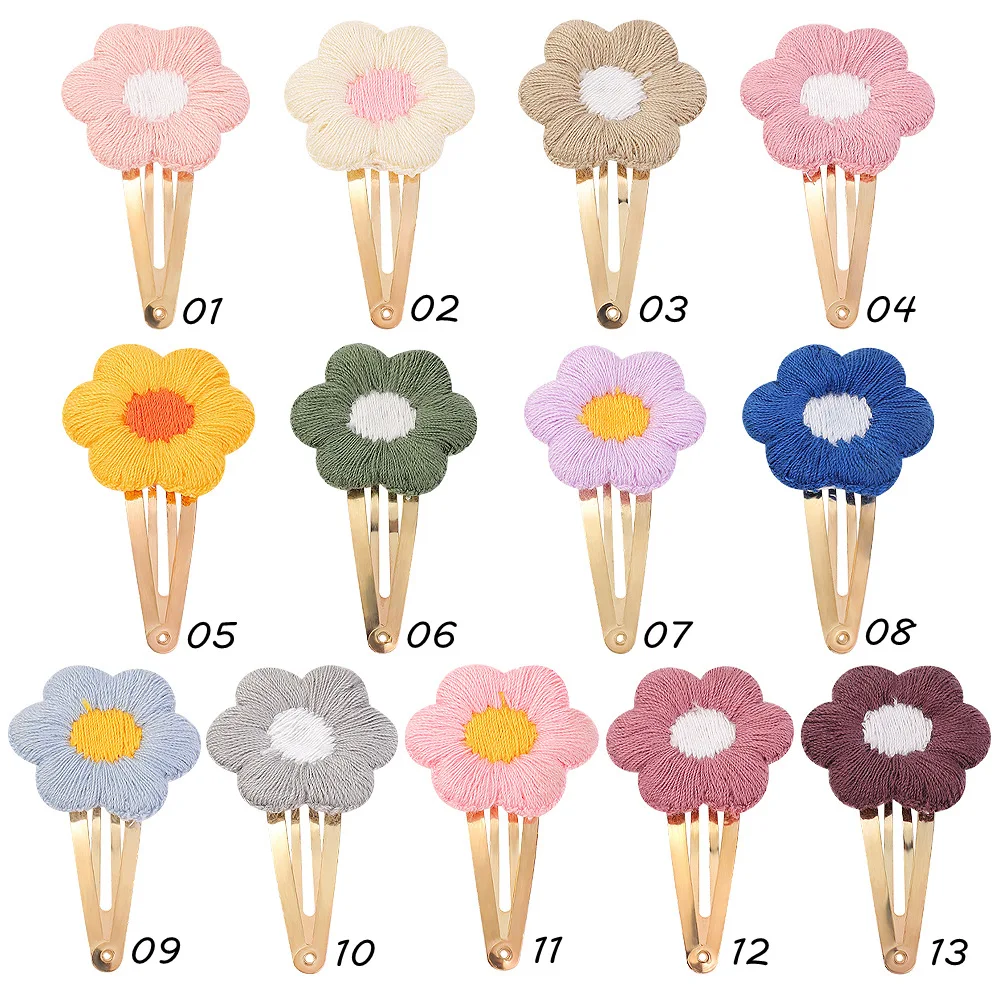 

60pc/lot Baby Floral Hair Drop Clips Daisy Flower Hairpins Cotton BB Barrettes Girls Headwear Kid Snaps Clips Wholesale Price