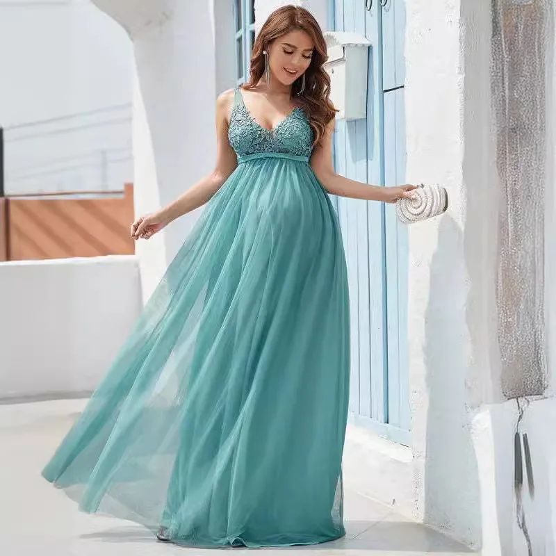 Sleeveless Maternity Photo Dress For Pregnant Tulle Woman\'s Evening Dress Long Pregnancy Shooting Dress Women Photography Gown