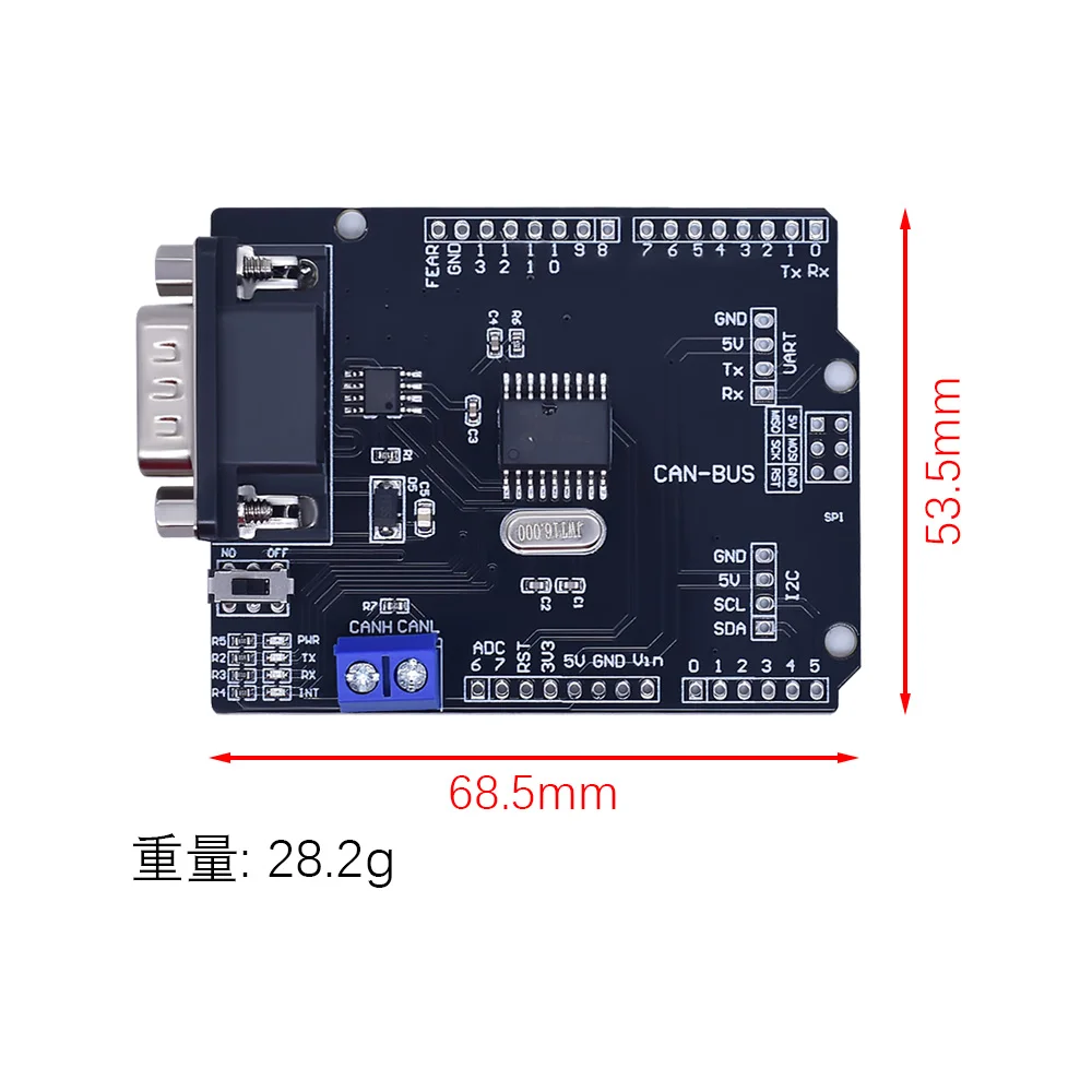 Imagem -03 - Pode Bus Escudo Controlador Placa de Comunicação Velocidade Alta Pode V2.0b Módulo para Arduino para Freaduino Kit Diy Mcp2515 Ef02037