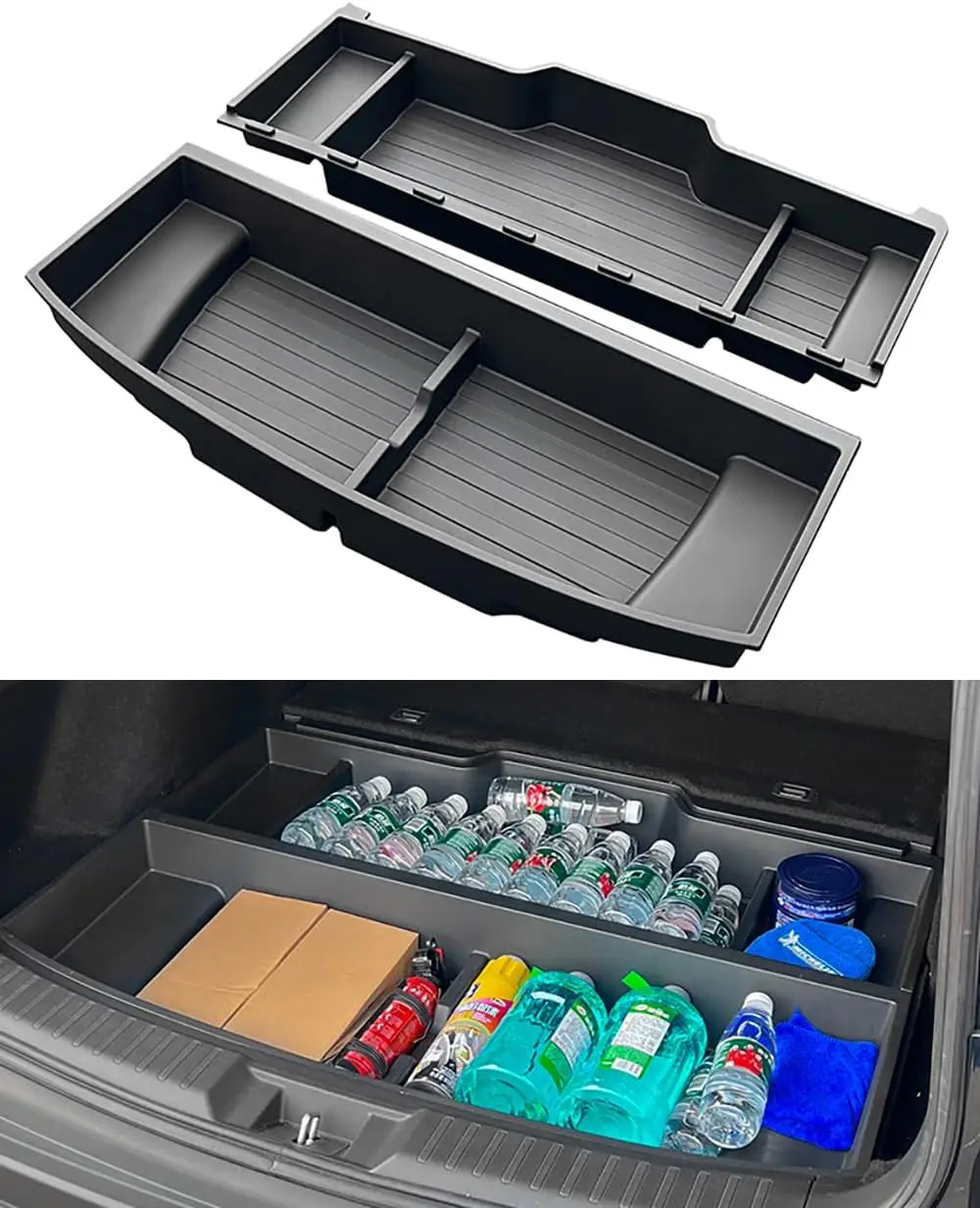 2023 - 2026 Car Trunk Hidden Storage, Waterproof TPE Tray, Black, Fits Rear Hatch with Extra Space
