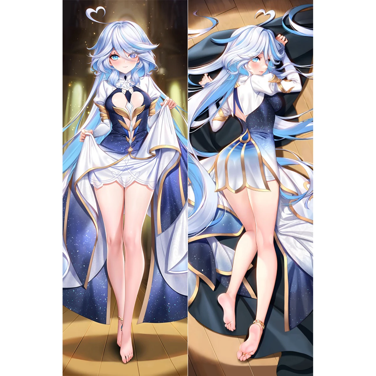 

Anime Dakimakura Japanese Otaku Waifu Life Size Doublesided Hugging Body Pillow Cover Anime Genshin Impact Furina Sexy Dakimakur
