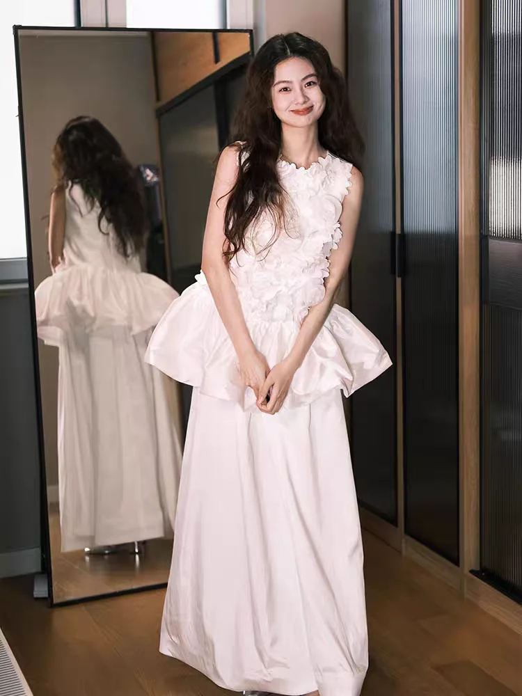 

Silk Morning Robe Wedding Dr for Engagement Travel Photoaphy Bridal Registry White Gown Evening Gown High Waist Korean S...