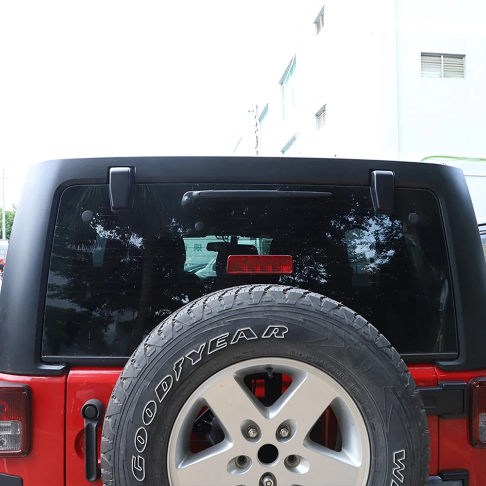 Bisagra de cristal para puerta trasera, cubierta decorativa embellecedora negra, accesorios de coche para Jeep Wrangler JK 2007-2017 2/4 puertas Rubicon Sahara Sport