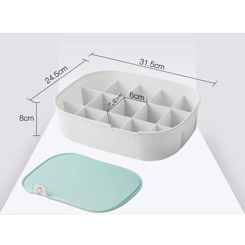 10/15 Grid Plastic Underwear Storage Box with Mark Closet Organizer Drawer for Underwear Socks Box Bra Organizer with Cover