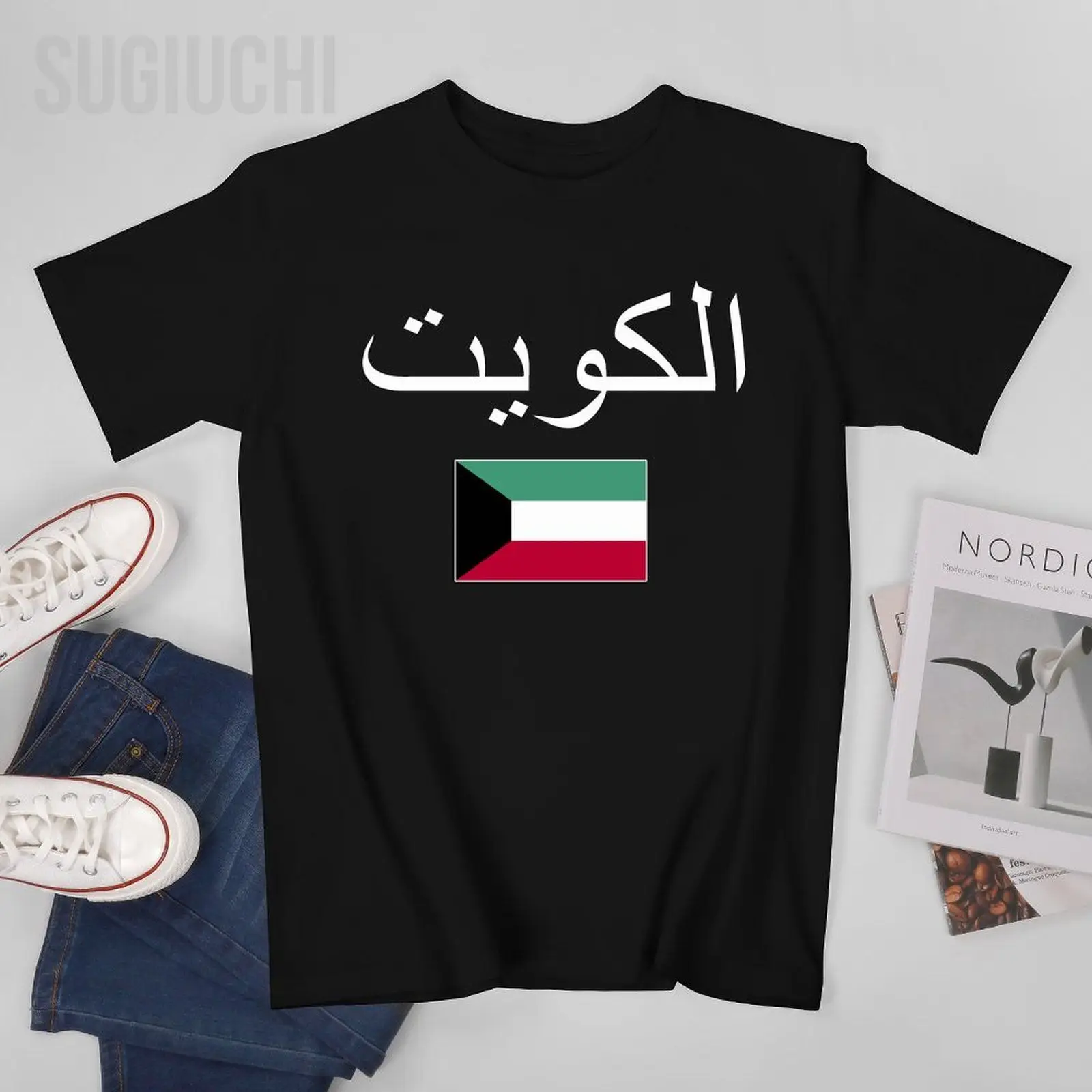 Unisex Men Tshirt Kuwait Flag And Font Tees T-Shirt O-neck T Shirts Women Boys 100% Cotton Clothing More Color