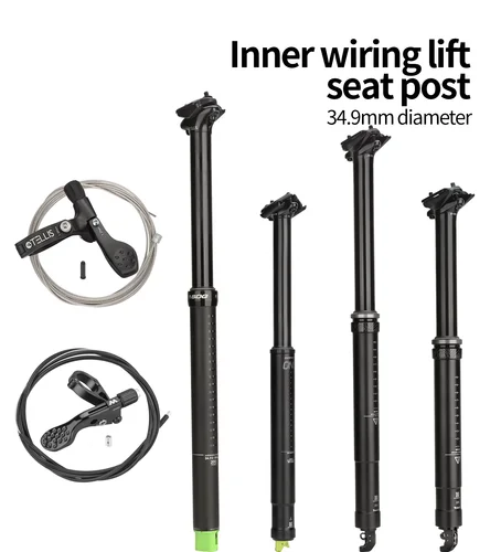 Tija de sillín con cuentagotas para bicicleta de montaña, aleación de aluminio, 34,4 MM, Control de cableado interior, tubo de asiento de 125/150/170/200mm, palanca de Control de cable Meroca de viaje