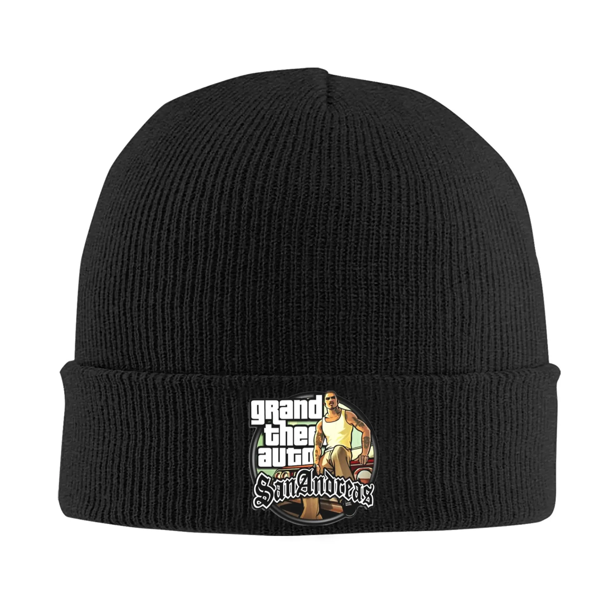 Gentone CJ Knitted Caps for Women Men Beanies Winter Hat Acrylic GTA San Andreas Crochet Melon Cap