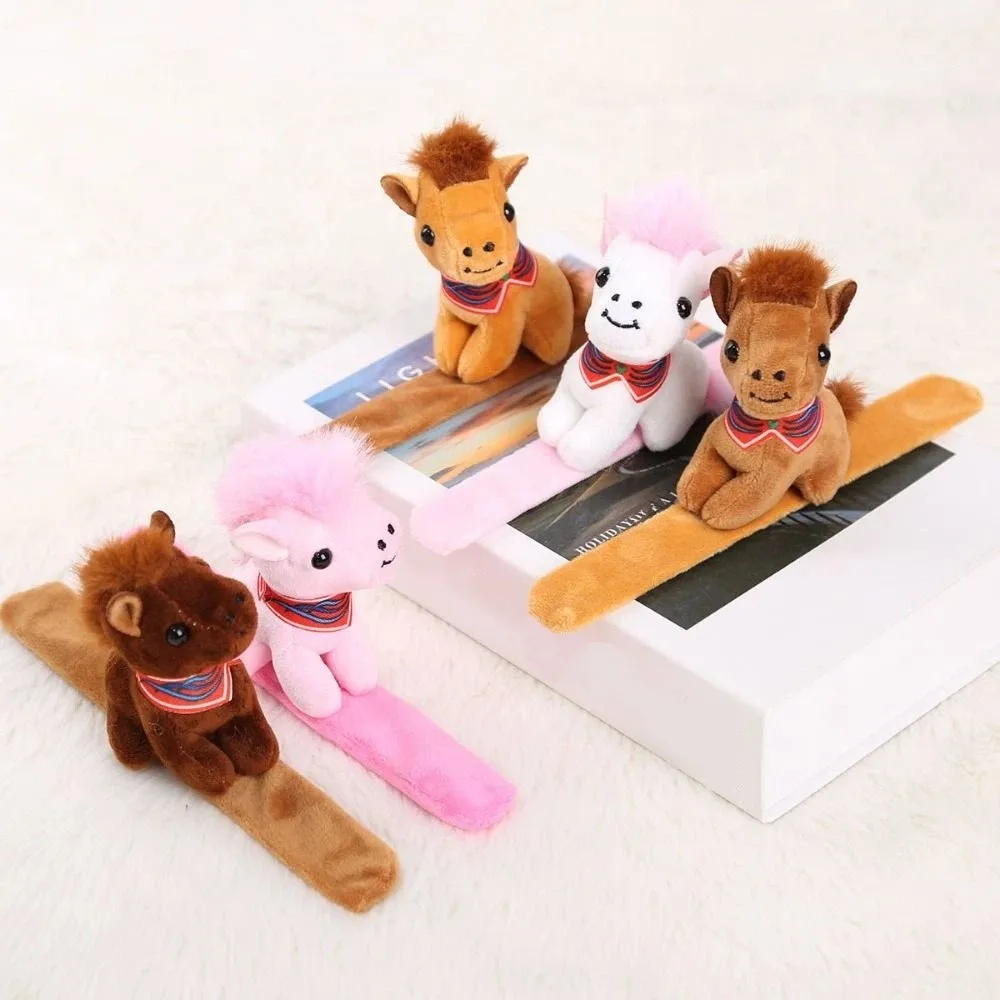 

Cute Zodiac Horse Slap Bracelet Soft 2026 Year of Horse Horse Clapper Wrist Strap Filled Cotton Comfortable