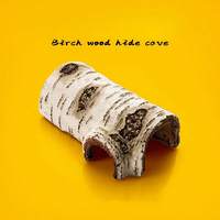 Reptile Hideaway Cave - Durable Birch Wood Texture Resin Shelter For Lizards & Amphibians, Ideal For Shedding, Relaxing & Play