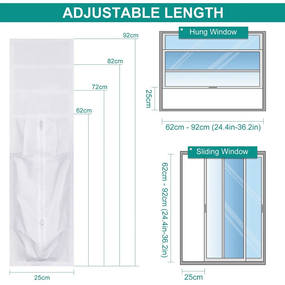 Adjustable Air Conditioner Window Sealing Fabric With Zipper For Portable AC Units Hot Cold Air For Hose, Energy Saving