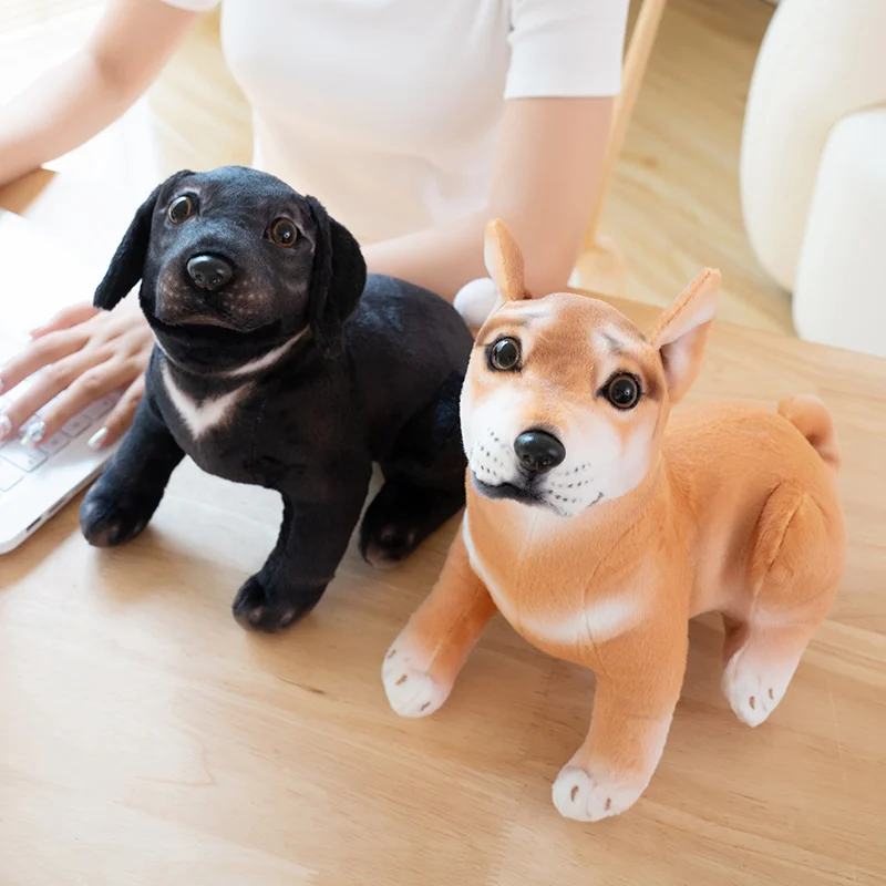 25/30cm New Head up Shiba Inu Plush Toy Stuffed Soft Animal Black Dog Dolls Toy for Birthday Christmas Halloween New Year Gift