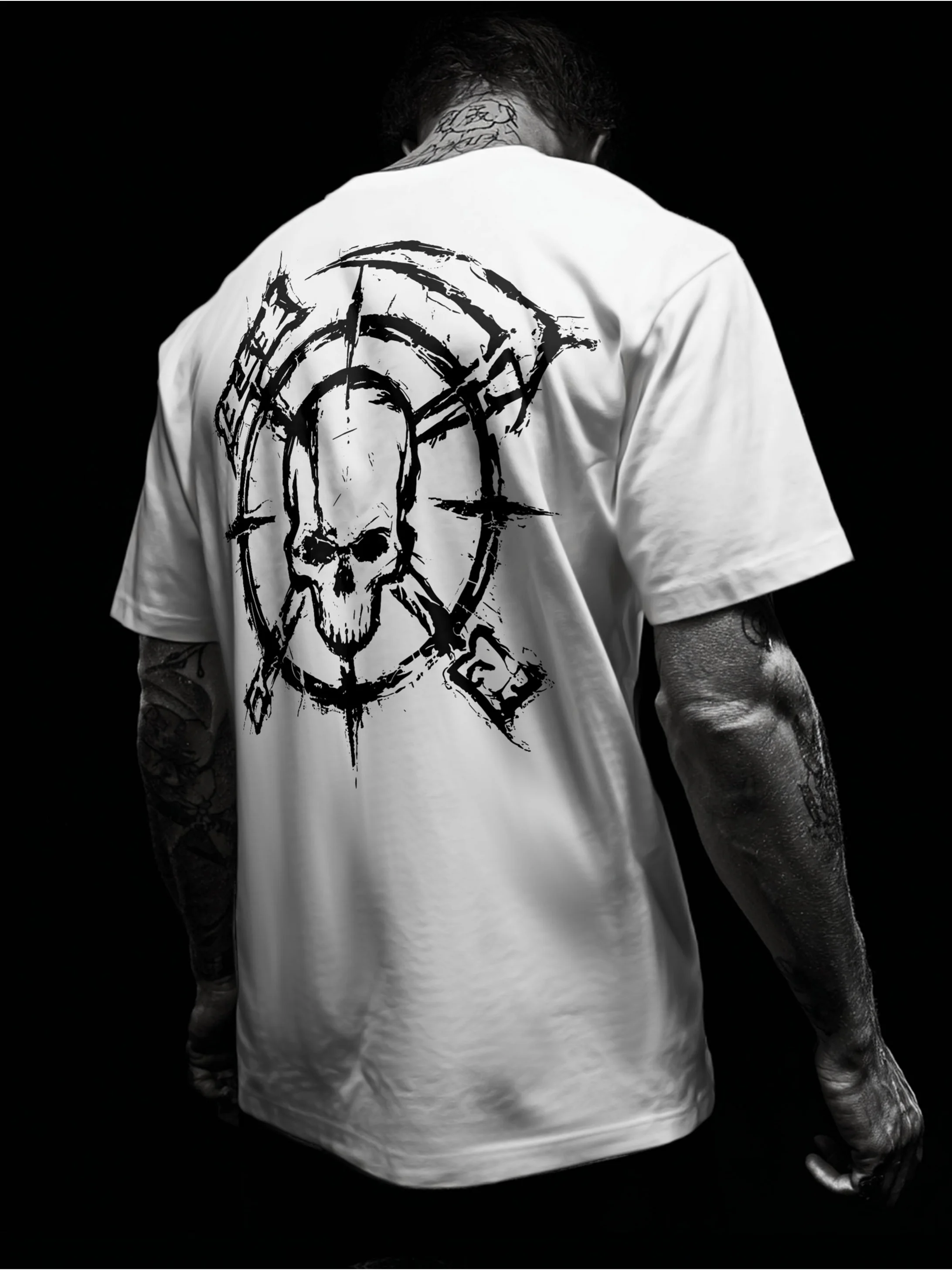 2026 Summer Men's T-shirt with Skull Pattern Breathable and Lightweight Casual Roller Skating Hip-Hop Style Male T-shirt
