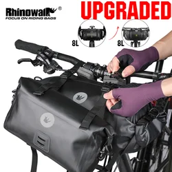 Rhinowalk Bicycle Handlebar Bag Waterproof 4L-12L Bike Front Bag Travel Bikepacking Cycling Luggage Storage Bag Bike Accessories