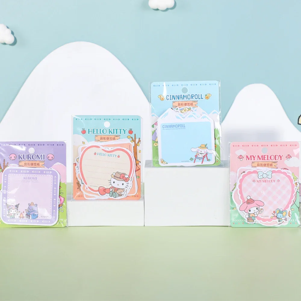 Sanrio Memo Pad Sticky Note Non-adhesive Notepad Kuromi Mymelody Cinnamoroll Hellokitty Cartoon Sticky Notes for School Office