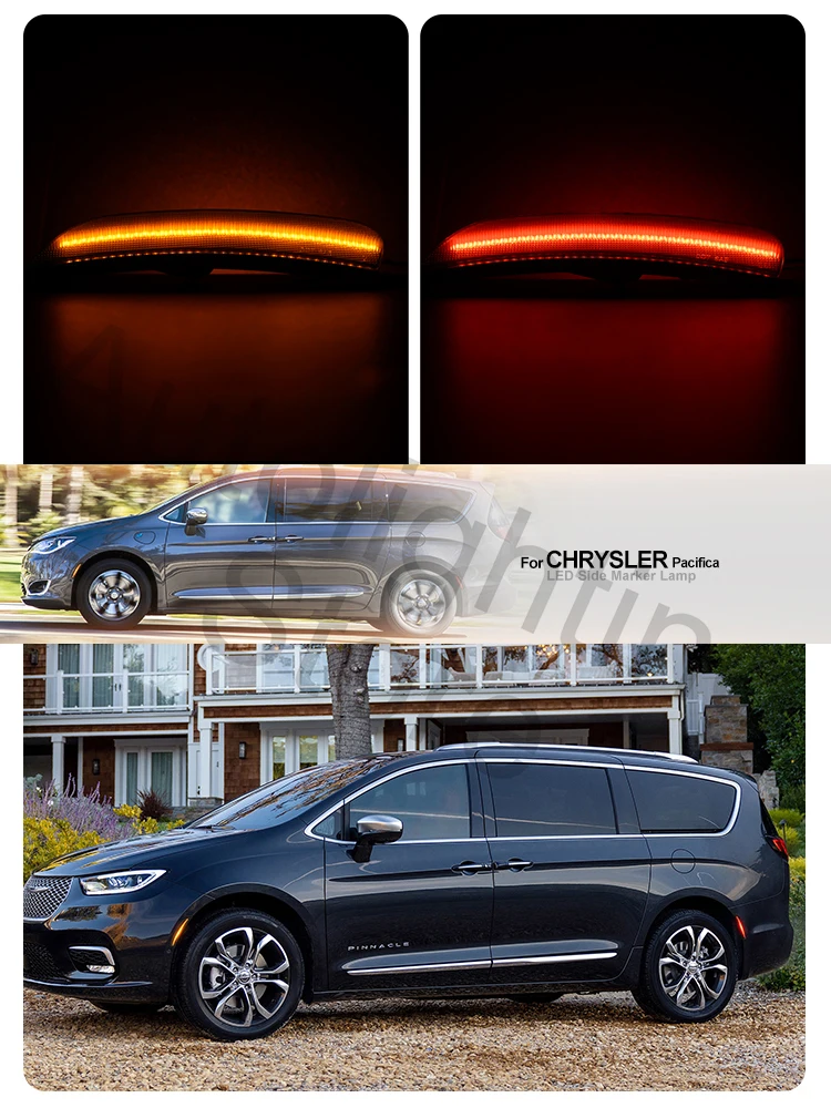 4PCS LED Front＆rear Side Marker Light For Chrysler Voyager 20 21 Chrysler Pacifica Fender Blinker Signal Light Side marker Lamps