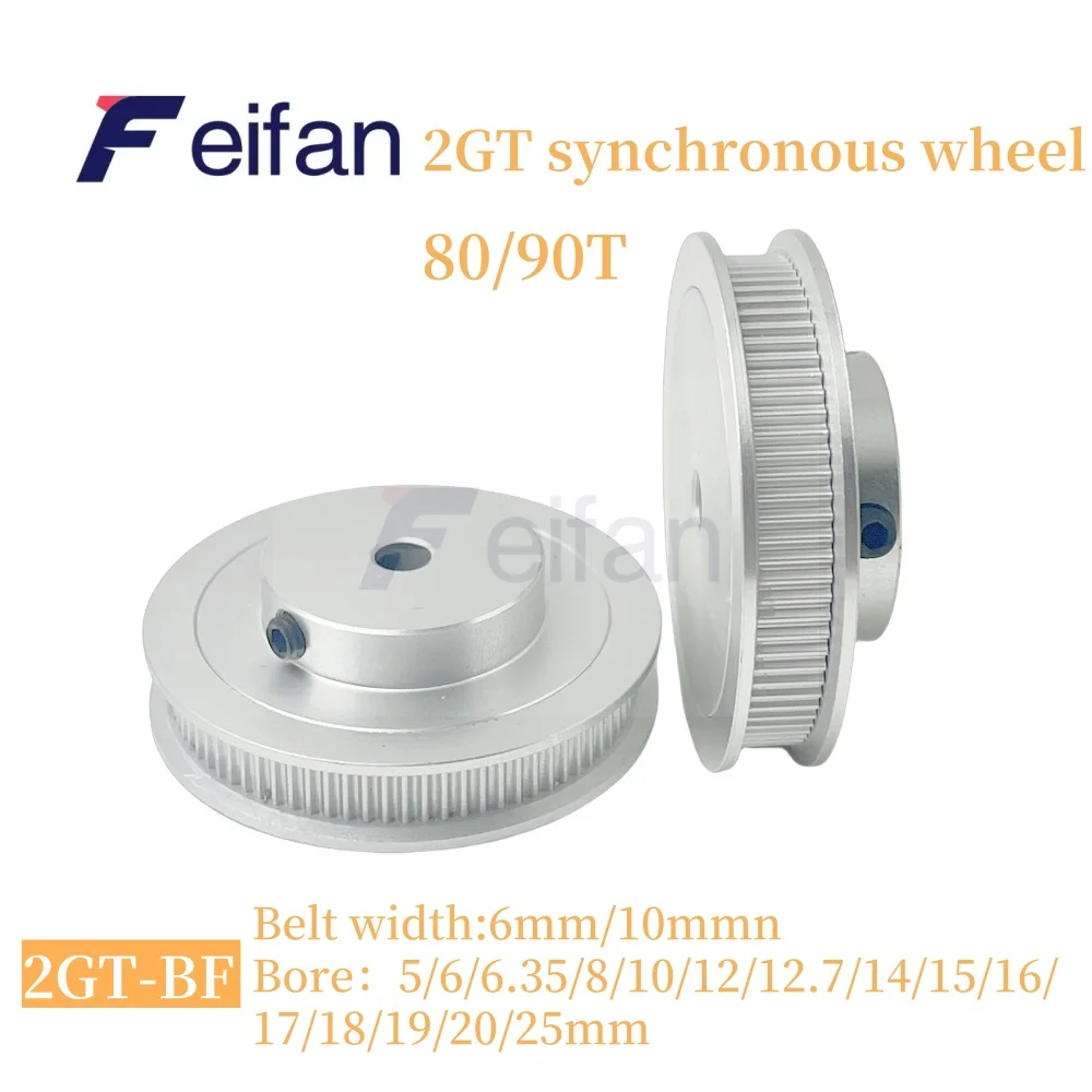 

2GT/GT2 Timing Pulley 80T/90 Teeth Bore 5/6/6.35/8/10/12/12.7/14/15/16~25mm Tooth pitch 2mm Synchronous Wheels Belt Width 6/10mm
