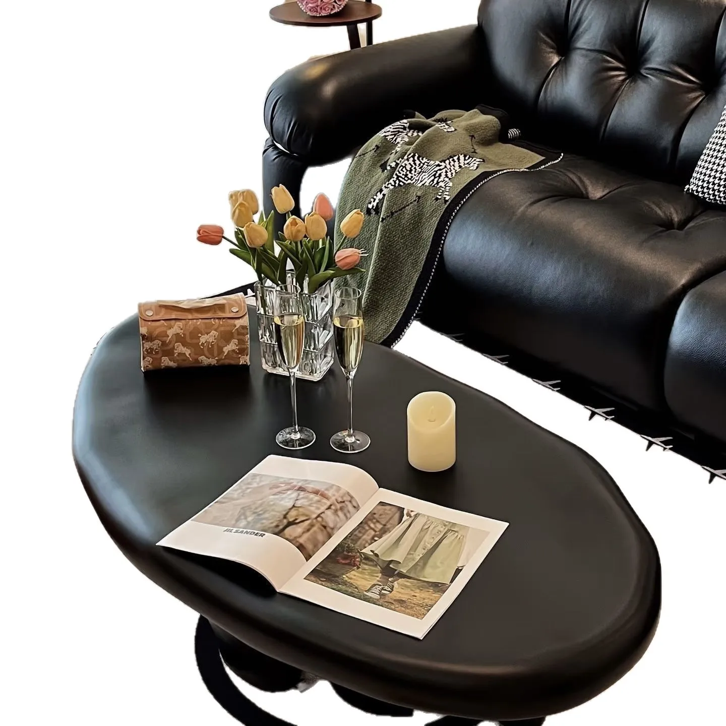 

wabi-sabi irregular stone muscle coffee table black Italian