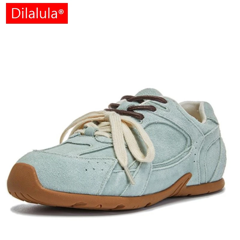 Dilalula Comfortable Genuine Leather Casual Sneakers Young Ladies Lace Up Autumn Flats Women Leisure Daily Walk Shoes 2024