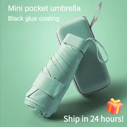 Mini Pocket Umbrella para Mulheres Flat 6 Folding Uv Sunproof Waterproof Small Sunshade Rain and Sun Umbrella Guarda Chuva