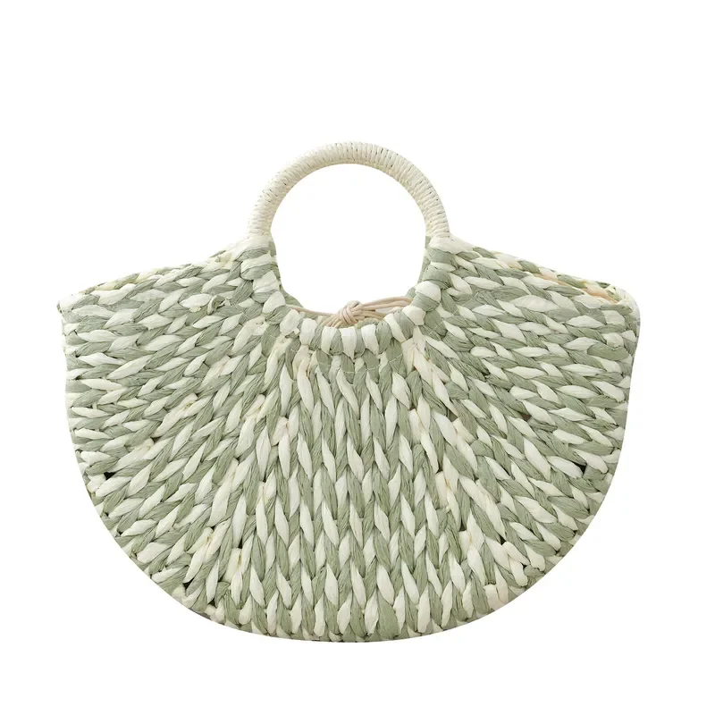 Women Moon Bag Semi Round Handbag Mixed Color Woven Design 3D Structure Fashion Summer 2024 Trendy Shoulder Tote for Ladies view 5