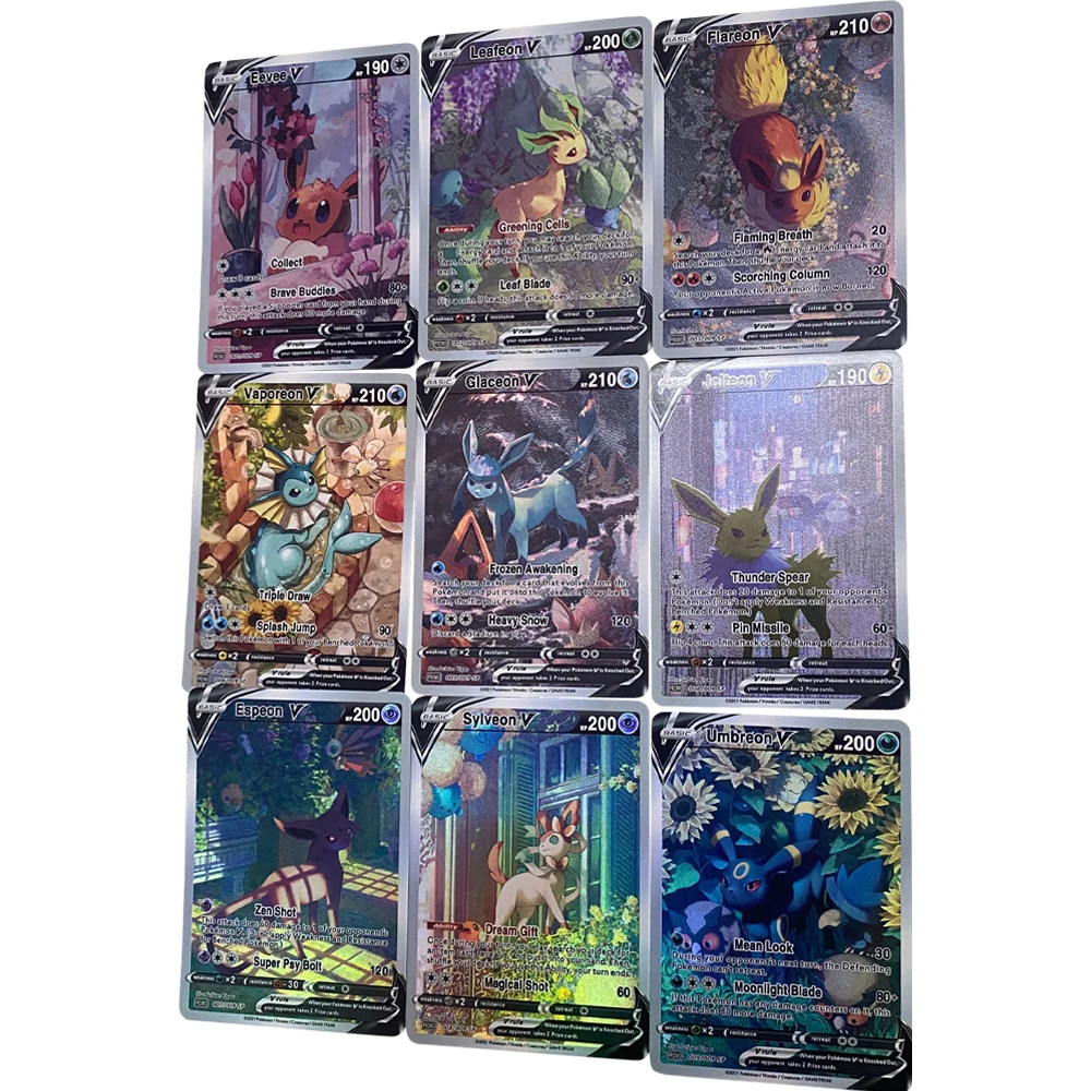 

9Pcs/set Eevee Family Flash Card PTCG Classic Game Anime Collection Card Gifts Toys