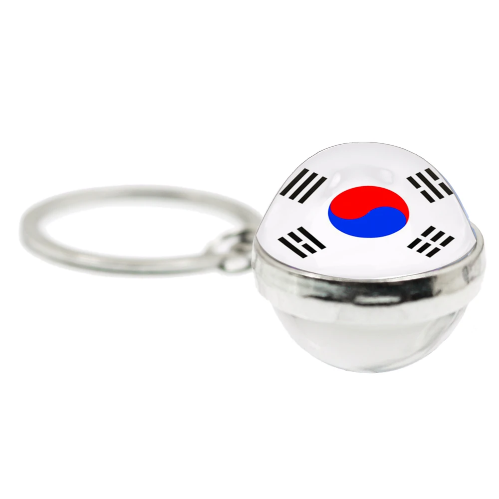 Korea, Serbia, Russia, Slovenia, Argentina, The United States,Turkey, Spain,Dominica National Flag  Double-Sided Ball Keychain