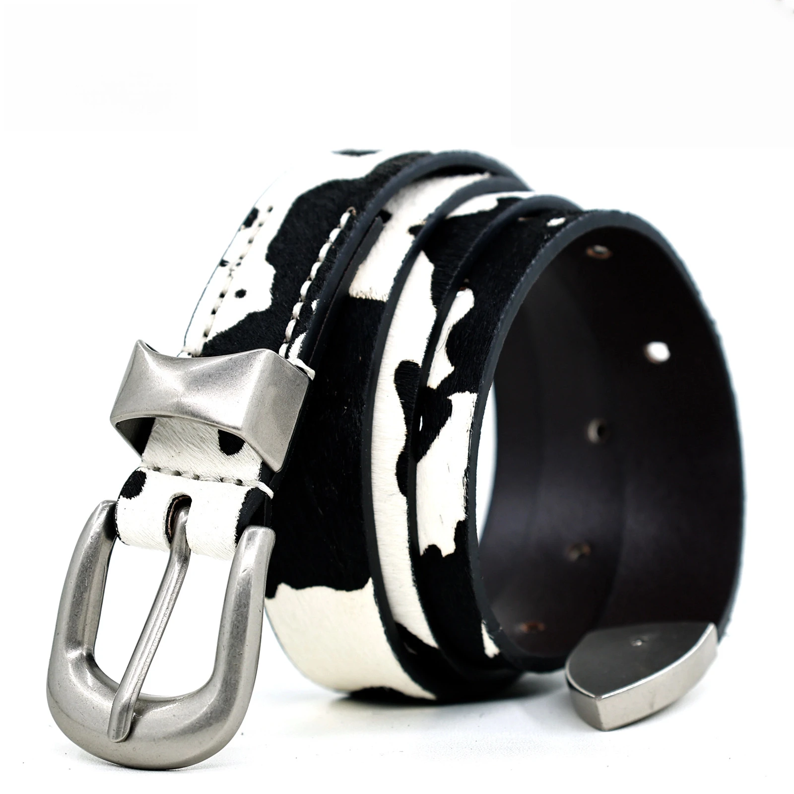 

Женский ремень из натуральной яловой кожи 2,5 см, модные повседневные универсальные модные тонкие женские черно-белые ремни из натурального конского волоса