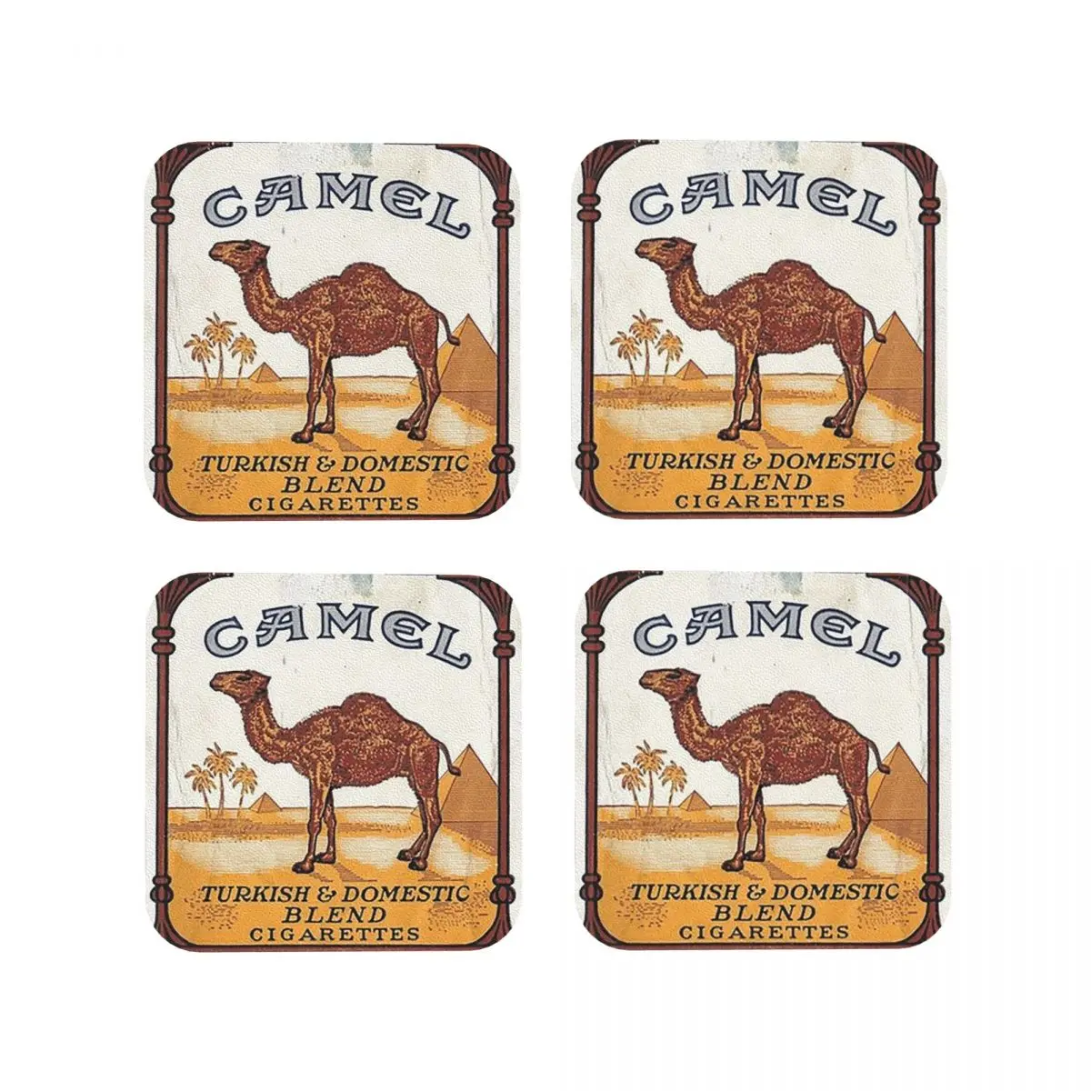 

Vintage Camel Cigarette Pack Coasters Kitchen Placemats Non-slip Insulation Cup Coffee Mats Decor Home Tableware Pads Set of 4