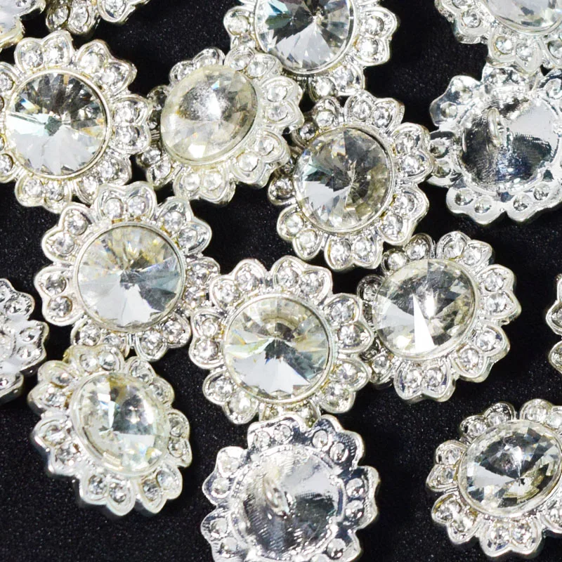 10pcs circular handicraft decorative buckles flowers rhinestone diamond alloy  button for sewing clothes