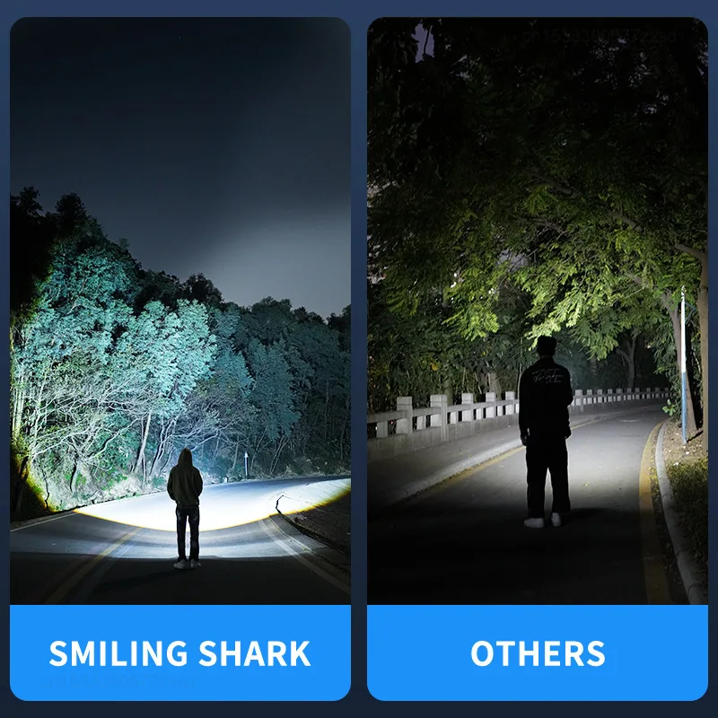 SMILING SHARK Outdoor Flashlight Strong Light Variable Focus with Floodlight Side Lights Mini Flashlight Lamp High Brightness