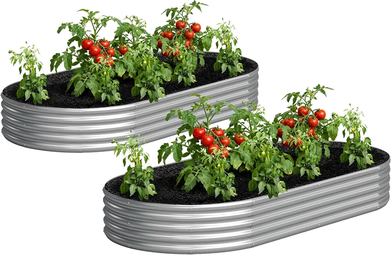 

8x4x1ft Galvanized Metal Raised Garden Bed 2 Pack for Plants, Vegetables, Flowers, Herbs, Fruits