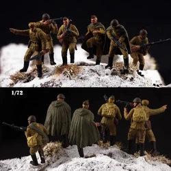 1/72 Scale Soviet Infantry Combat  Assault Team 6Pcs Soldiers Action Figures Model DIY Scene Accessory Doll Collection Display