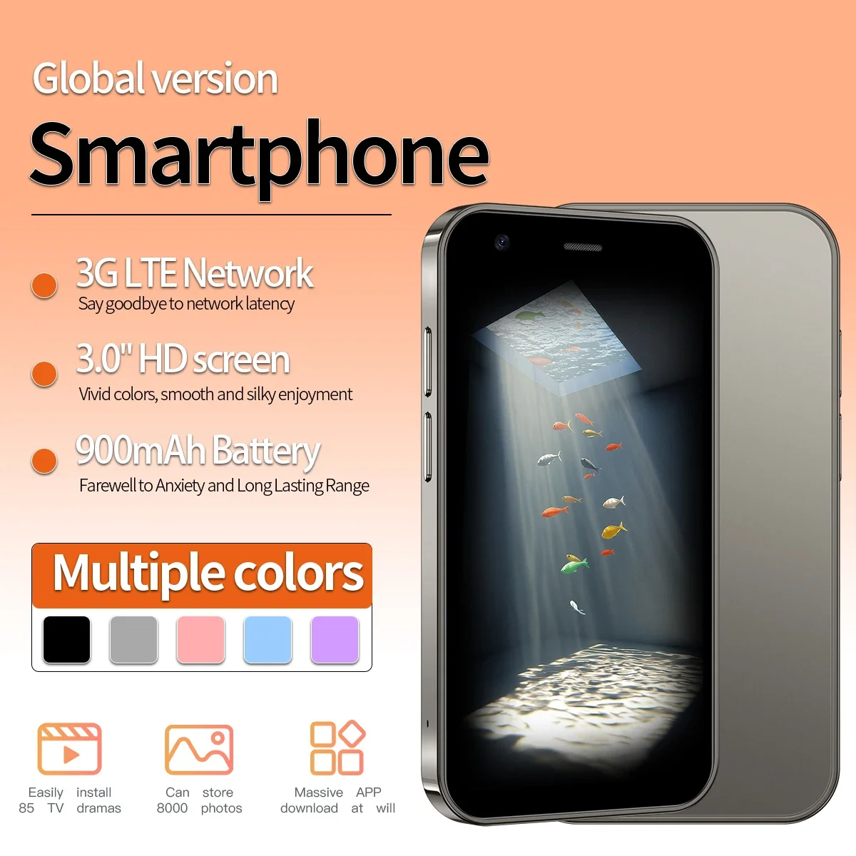 Мини-смартфон XS15, 3G, WCDMA, Android-система, точка доступа Wi-Fi, игровой магазин, 3,0-дюймовый дисплей, маленькие пальмовые смартфоны, двойной режим ожидания SlM