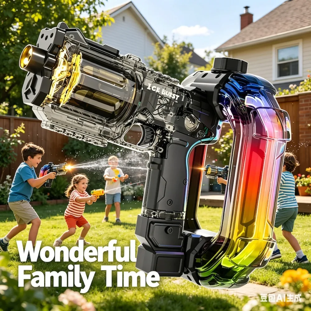 

Children Electric Revolver Water Gun Toys with Colorful Lights and Sound Effects Automatic Outdoor Summer Beach Games Toy
