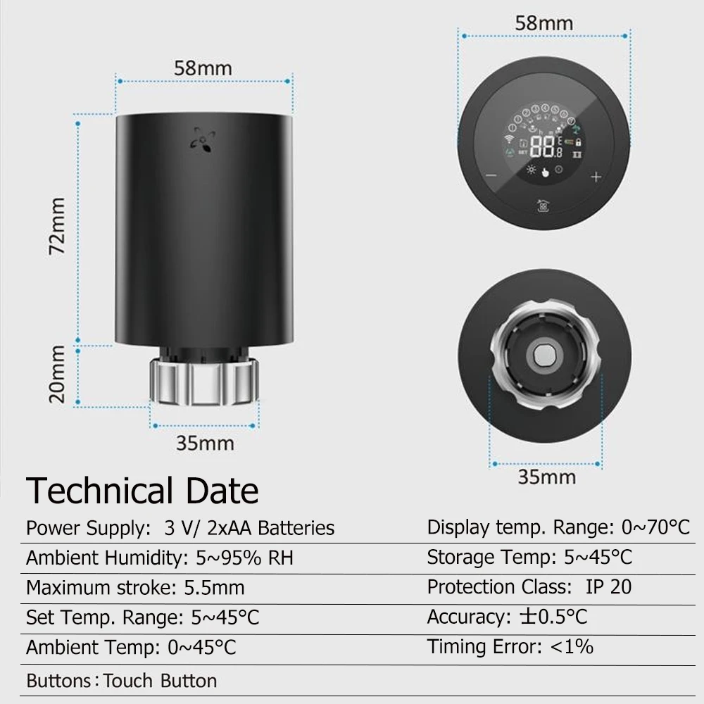 Tuya Smart ZigBee LCD Screen Radiator Actuator TRV Programmable Thermostatic Radiator Valve App Remote Temperature Controller