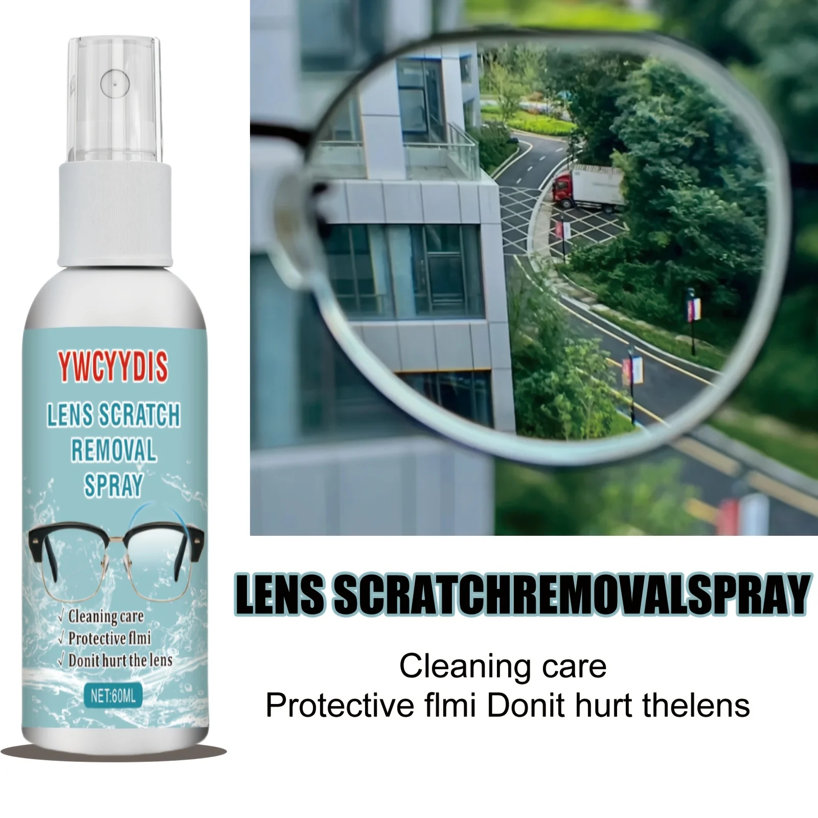 YWC Lens cleaning spray to prevent fogging 60ml - Streak-Free for Glasses, Windows & Cameras, Travel-Size for Drivers/Home Use