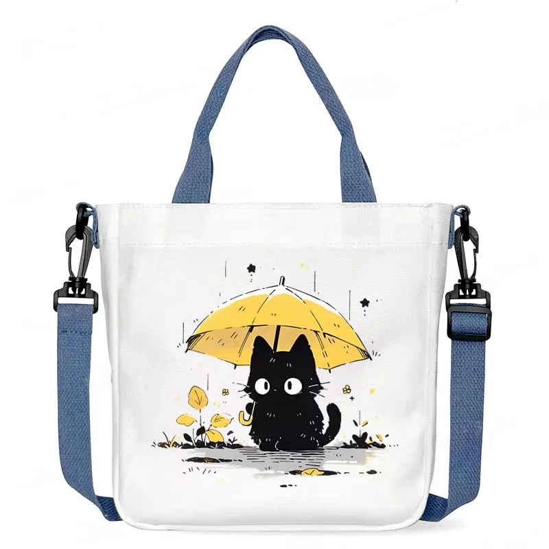 أنيمي القط المطبوعة الكرتون حقائب كروسبودي حقيبة كتف واحدة قماش طالب Kawaii الحيوان الفتيات حمل الحقائب النسائية حقيبة كروسبودي #2