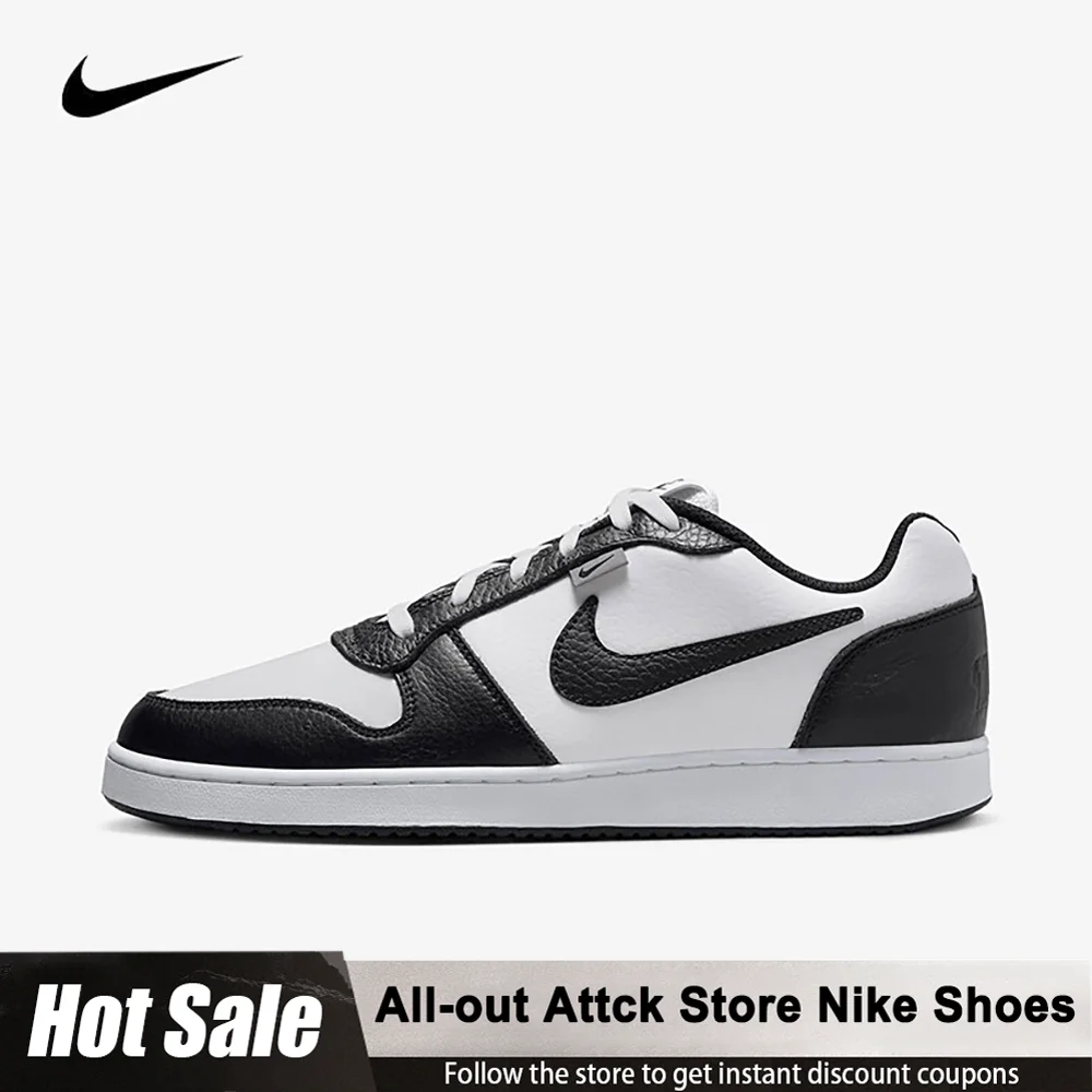 

Мужские повседневные кроссовки Nike Ebernon Low PRM в стиле ретро AQ1774-102, черно-белые нескользящие классические повседневные туфли с низким берцем и простотой