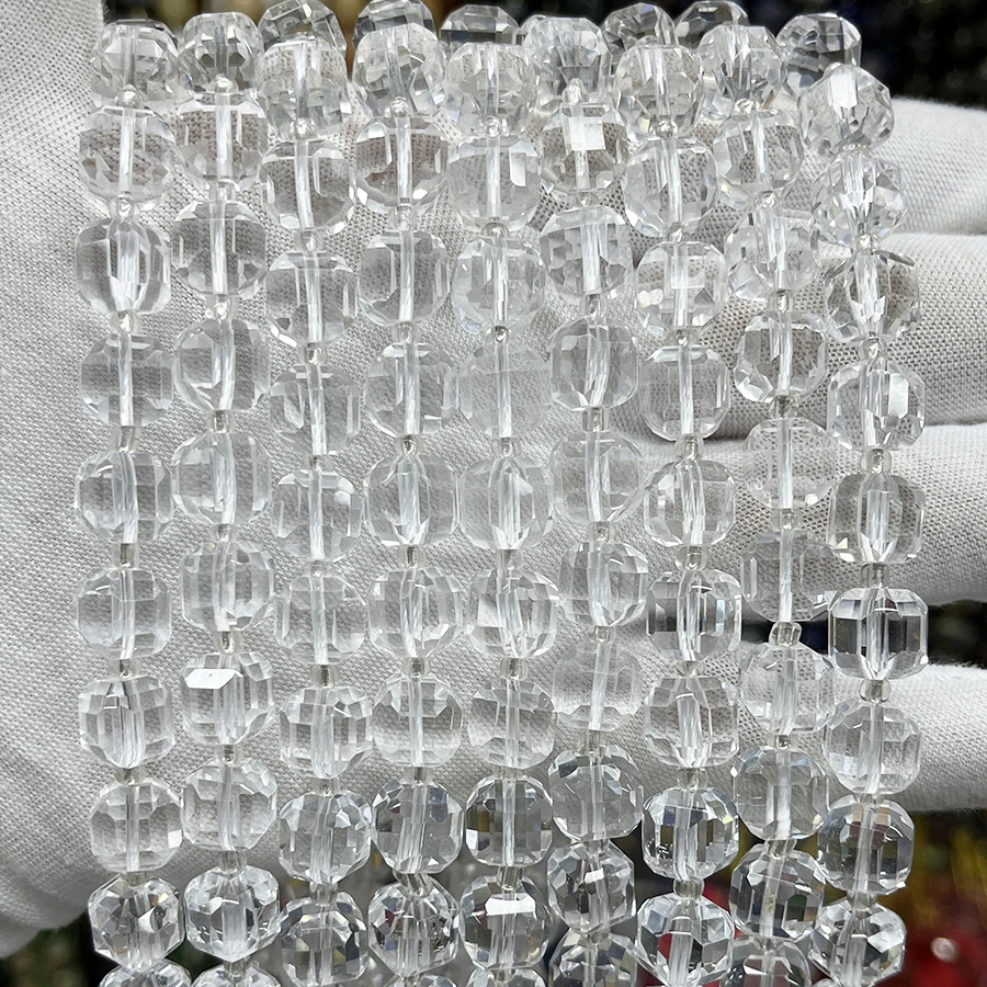 

Natural Stone White Crystal Handmade Faceted Cube Loose Beads For DIY Jewelry Making Bracelet Necklace15'' 6-7mm 8-9mm