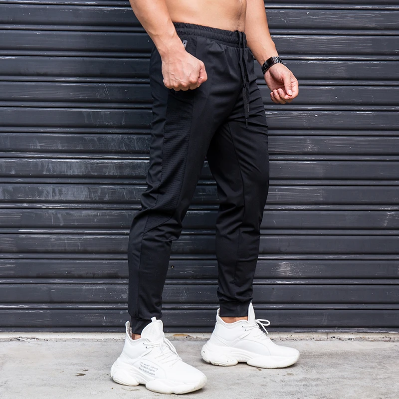 Elasticity Men Running Pants Casual Sweatpants With Zipper Pockets Training Jogging Fitness Trousers Gym Workout Sport Pants