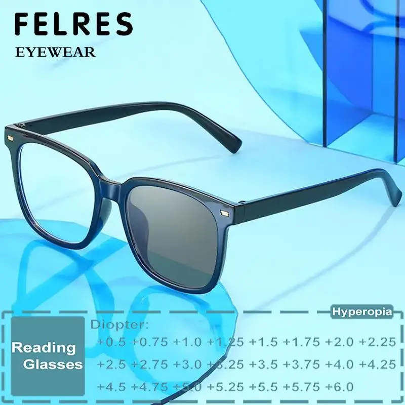 

Square Full Frame Photochromic Gray Reading Glasses For Men Women Presbyopia Glasses Optical Glasses Readers Sunglasses